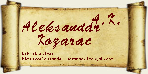 Aleksandar Kozarac vizit kartica